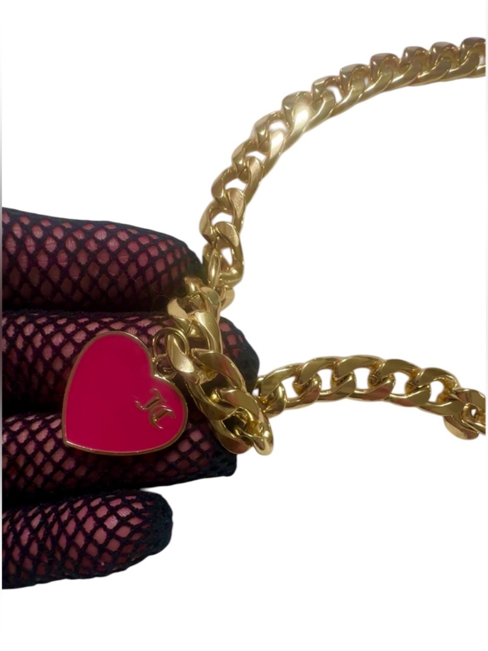 Juicy Couture Gold Chain Belt with Pink Heart Charms, Adjustable.. M/L NWT - Picture 5 of 5